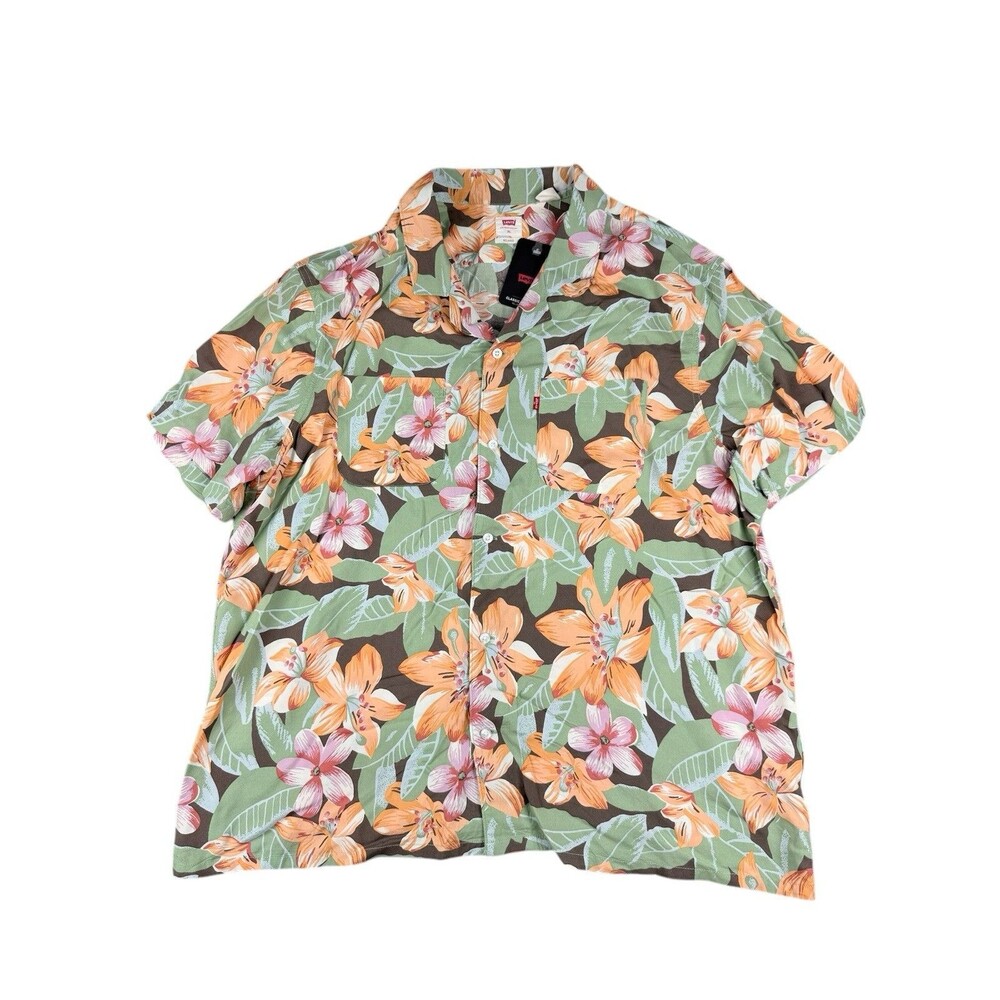 Levi’s Classic Camper Shirt Mens XL Hawaiian Floral Camp Collar Viscose Relaxed